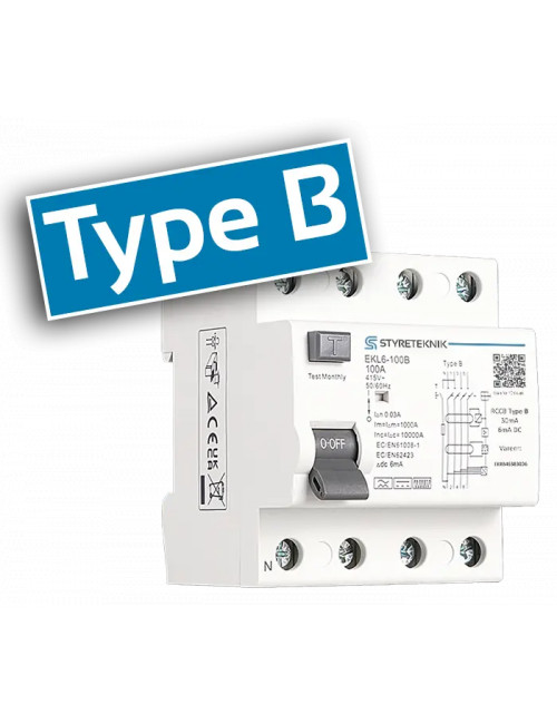 RCCB Type B Fejlstrømsafbryder - til EV ladebokse & frekvensomformere