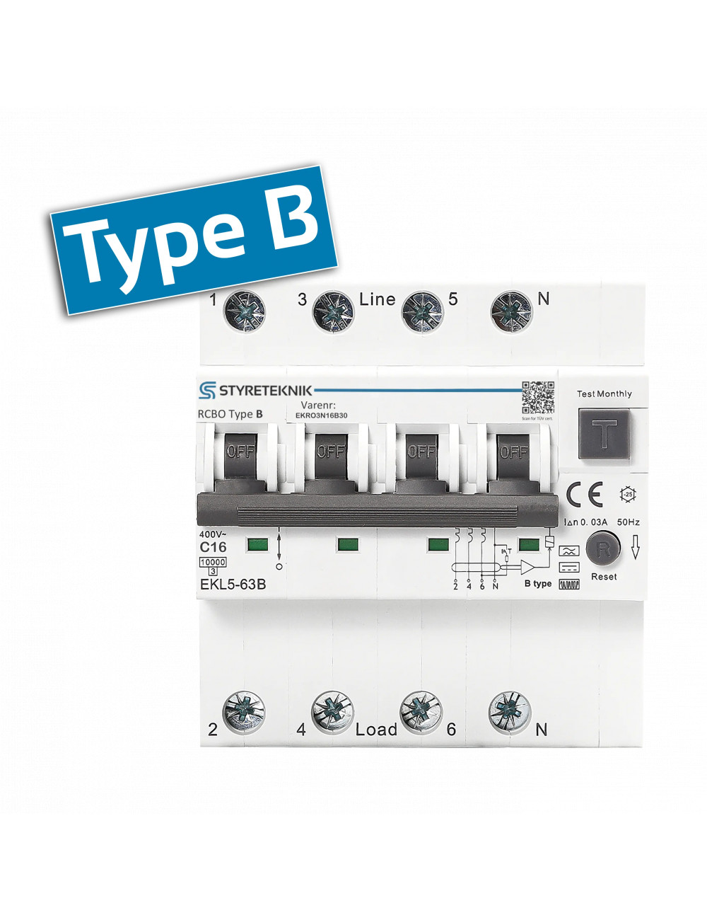 RCBO Type B - C16 - 30mA AC/DC