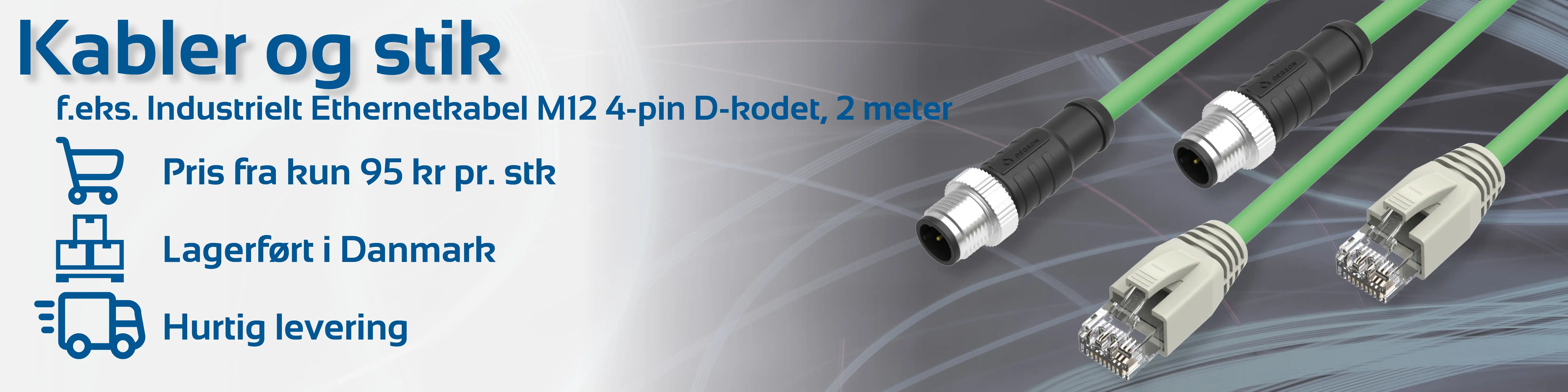 Industrielt ethernet kabel M12 4P D-kodet - RJ45